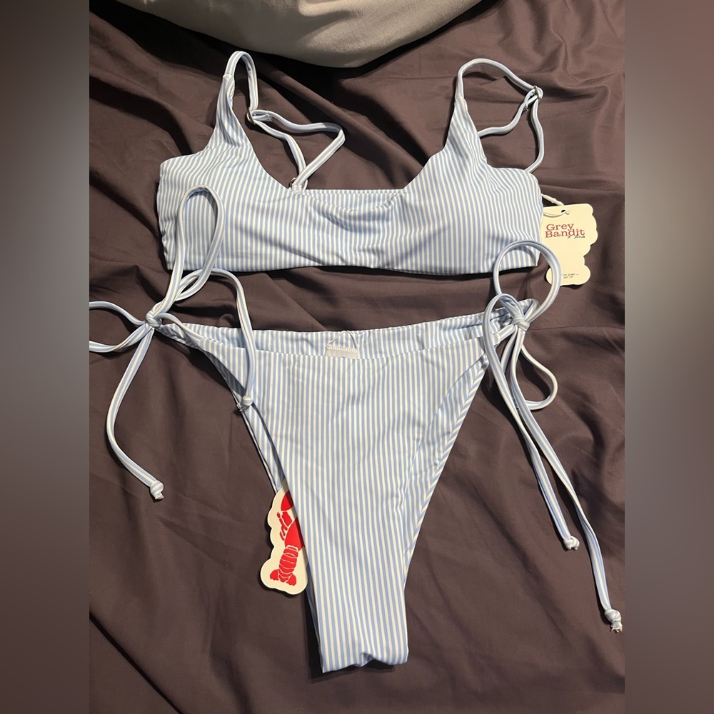 Grey Bandit Blue and White Bikini